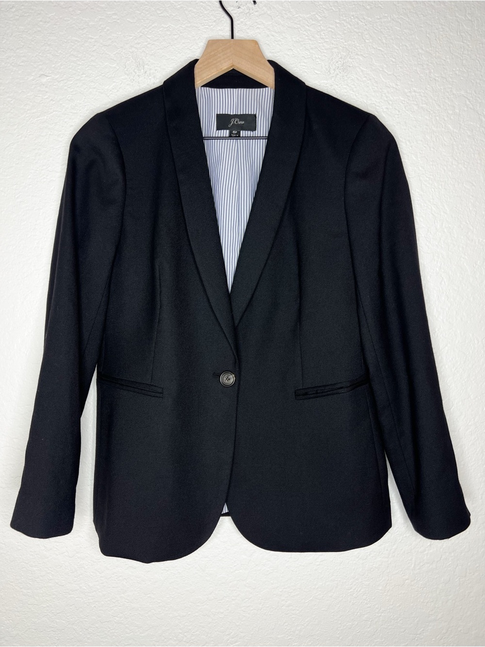 J. Crew Parke Blazer Wool Flannel Black size 6P Petite